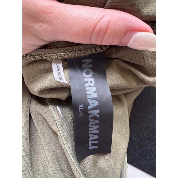 Norma Kamali Strapless Diana Ruched Dress Stretch Midi Olive Green Size XL - Picture 10 of 13